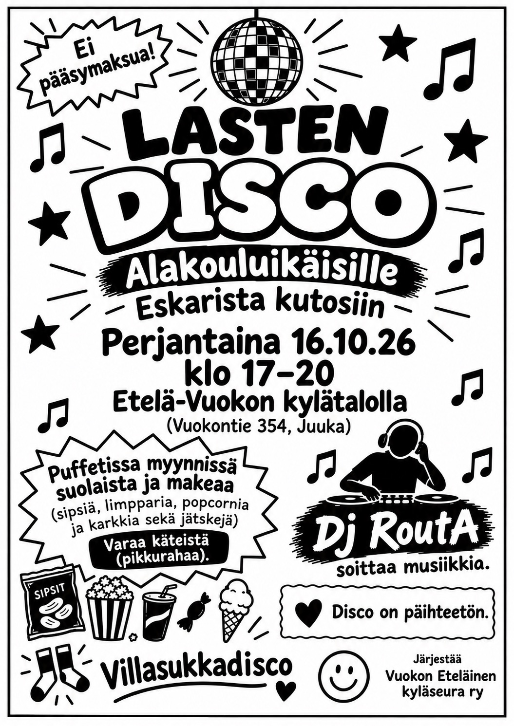 Tulossa: lokakuussa 16.10. lasten disco !